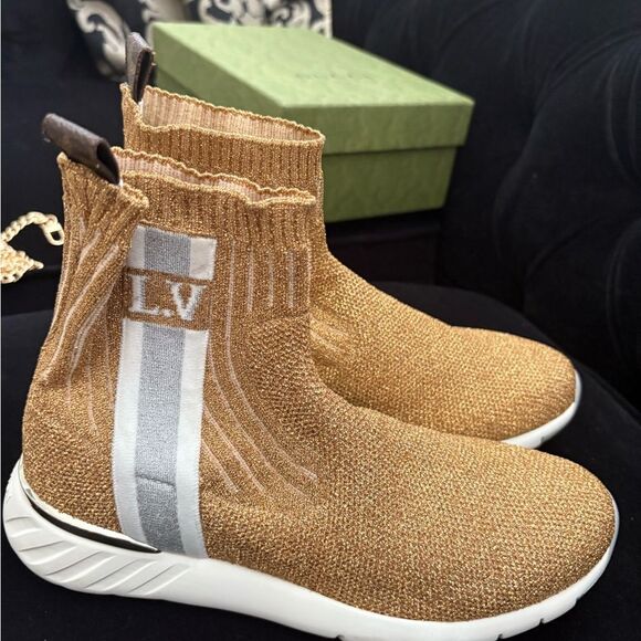 New LV Gold Knit High-Top sock shoes no box - Picture 1 of 6